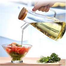SÜS Bambu Kapaklı Borosilikat Cam Yağdanlık - 900 Ml, Dayanıklı Vakumlu Kapaklı Cam Yağdanlık ve Sirkelik, Mutfak Kullanımı Için