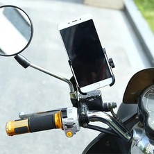 SÜS Alüminyum Bisiklet ve Scooter Telefon Tutucu, 360° Dönebilir, Ayarlanabilir, Metal Malzeme, Siyah