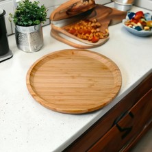 SÜS Bambu Lüx Yuvarlak Servis 25 * 25CM, Sunumluk & Çerezlik Sunum Tabağı
