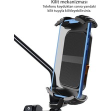 SÜS MT27 Kilit Sistemli Ayna Bağlantılı Motosiklet Telefon Tutucu Yatay ve Dikey Kullanılır (MT27 Ayna Tutucu)