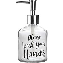 SÜS Cam Sıvı Sabunluk,yazılı Model 300ML Seti 7,6X15,5CM