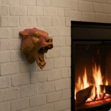 Cansa Gold Kırmızı Jaguar Duvar Dekoru Asılabilir Hediyelik 3D Heykel 20X16 cm