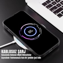 SÜS 15 Için Kılıf Kamera Korumalı Şarj Özellikli Lens Hediyeli Mat Şeffaf Renkli Standlı Kılıf (Siyah)