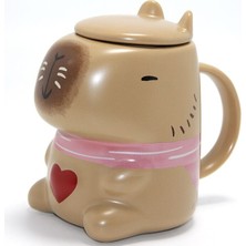 EkoAlışverişDünyam Capybara Tasarımlı Kapaklı Porselen Kupa Bardak