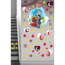 Kt Grup 23 Nisan Atatürk ve Çocuk Okul Kreş Cam Duvar Süslemesi Sticker Seti