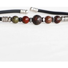 Biuti Kan Taşı Doğal Taşlı Kauçuk Erkek Bileklik, Sevgililer Günü Hediyelik Erkek Aksesuar