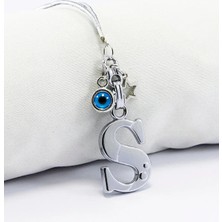 Biuti Metal Nazar Boncuğu Yıldız S Harfli Dikiz Ayna Süsü, Elastik Ipli Hediyelik Yeni Araba Hediyesi