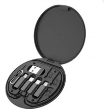 SÜS 6in1 Super Şarj 60W Şarj Kablo Istasyonu USB Typc-E Dönüştürücü, Sim Aparatlı Seyahat Seti Siyah