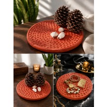 El Yapımı Dekoratif Sunum Tabağı 26X26 cm Kırılmaz Rustik Servis Tablası