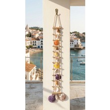 Fi Hediyelik Deniz Kabuklu El Yapımı Marin Dekoratif Duvar Süsü Merdiven Formlu Askı Yazlık Ev Dekorasyonu