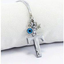 Biuti Metal Nazar Boncuğu Yıldız T Harfli Dikiz Ayna Süsü, Elastik Ipli Hediyelik Yeni Araba Hediyesi