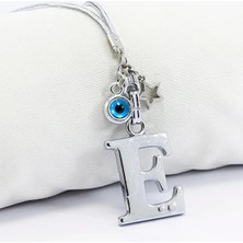 Biuti Metal Nazar Boncuğu Yıldız E Harfli Dikiz Ayna Süsü, Elastik Ipli Hediyelik Yeni Araba Hediyesi