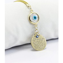 Biuti Çerçeveli Cam Saydam Nazar Boncuğu Küçük Metal Ayetel Kürsi Araba Dikiz Ayna Süsü