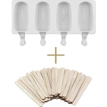 SÜS Ahşap Dondurma Çubukları (50 Adet) Pratik Evde Dondurma Yapma Çubuğu (Ahşap Kaşıklı Magnum Seti)