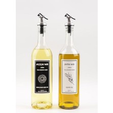 SÜS 2'li 750 ml Akıtmaz Şeffaf Zeytinyağı Sıvıyağ Şişesi Cam Yağdanlık Akıtıcılı Yağlık 750ML