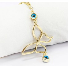 Biuti Gold Renkli Metal Kelebek Çift Nazar Boncuklu Araba Dikiz Ayna Süsü, Çift Taraflı Araba Hediyesi