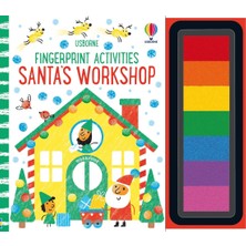 Usborne Fingerprint Activities Eğlenceli Renkli Santa's Workshop Çocuklar İçin Yaratıcı Kitap