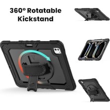 SÜS iPad Air 13 Inç M2 2024 Için Kılıf (Model: A2899) Tam Koruma Darbe Emici, 360° Dönebilen Stand, Ayarlanabilir Omuz Askısı, Kalem Tutucu, Siyah (Ipad Air 13" 2024)