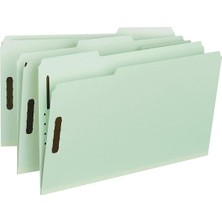 SÜS 100 Geri Dönüşümlü Baskı Panosu Bağlantı Elemanı Dosya Klasörü, 2 Bağlantı Elemanı, 1/3 Kesimli Tab, 1 "genişletme, Yasal Boyut, Gri/yeşil, Kutu Başına 25 (20003)