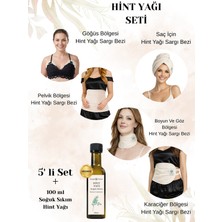 Dengeli Market Hint Yağı Sargısı 5'li Set: Karaciğer, Pelvik, Boyun/göz, Saç ve Göğüs Bölgesi Sargı Bezi + 100 ml Hekzansız Hint Yağı