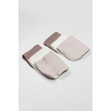 NW NessiWorld 6'lı Müslin Mendil 20X20 cm 90106 Taş Ekru Antrasit