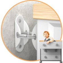 SÜS Ağır Yük Çelik Halatlı Eşya Sabitleyici Aparat - Bebek Koruyucu ve Çocuk Güvenliği Deprem Mobilya Devrilme Düşme Önleyici - Masa Şifonyer Duvara Sabitleme Aparatı - Beyaz Renk