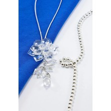 Biuti Gelin Arabası Dikiz Ayna Süsü Kristal Salkımlı Gül, Transparan Parlak Lüks Gelin Süsü