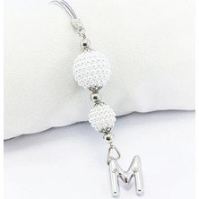 Biuti Incili Harfli Dikiz Ayna Süsü M Harfi, Gümüş Renkli Hediyelik Yeni Araba Hediyesi