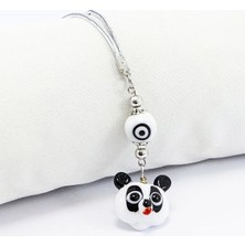 Biuti El Yapımı Cam Siyah Beyaz Nazarlı Sevimli Panda Araba Dikiz Ayna Süsü, Yeni Araba Hediyesi