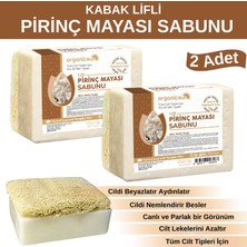 Organicsun Doğal Kabak Lifli Pirinç Mayası Sabunu 120 gr x 2 Adet - Tüm Cilt Tipleri - Beyazlatıcı ve Aydınlatıcı Etkili