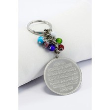 Biuti Yedi Çakra Nazar Boncuklu Çelik Plaka Ayet'el Kürsi Felak Nas Ihlas Anahtarlık