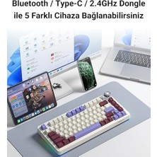 SÜS Aula AU75 3 Modlu Rgb Hot Swap Mekanik Tkl Seiya Switch Kablosuz Makrolu Klavye Bej