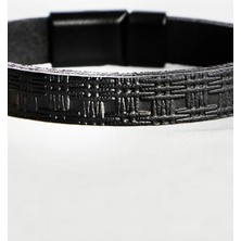 Biuti Siyah Baskılı Hakiki Deri Erkek Bileklik Mıknatıslı, Sevgililer Günü Hediyesi