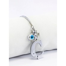 Biuti Metal Nazar Boncuğu Yıldız N Harfli Dikiz Ayna Süsü, Elastik Ipli Hediyelik Yeni Araba Hediyesi