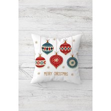 SÜS Pelangi Yılbaşı Merry Christmas Çift Tarafı Baskılı Gizli Fermuar Yastık Kılıfı Kırlent Koltuk Yastık Kılıfı, Beyaz-Kırmızı-Gold 45 x 45