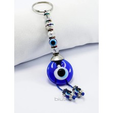 Biuti El Yapımı Cam Nazar Boncuklu Anahtarlık, Parıltılı Renkli Boncuklu Özel Tasarım Hediyelik Aksesuar