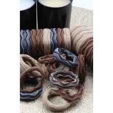 SÜS Kadın Kahverengi Desenli 12'lihavlu Lastik Toka Seti, Toka Organizer, Toka, Kız Çocuk Toka, Toka Organizer