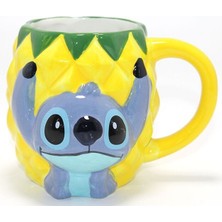 EkoAlışverişDünyam Disney Stitch Ananas Tasarımlı Kabartmalı Kupa Bardak