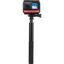 SÜS 114CM Görünmez Selfie Çubuğu, X3, X2, X4, X5, One Rs, Go 3, One, One X, Evo ile Uyumlu, 180 gr Alüminyum Katlanabilir Uzatma Çubuğu, 1/4” Vidalı Bağlantı, 360° Görünmez Çekim, Siyah