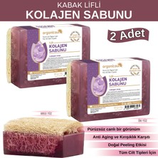 Organicsun Doğal Kabak Lifli Kolajen Collagen Sabunu 120 gr x 2 Adet - Tüm Cilt Tipleri - Anti Aging, Kırışıklık Karşıtı