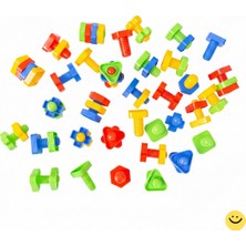 Exectus Vidalı Eğitici Şekiller 64 Parça Ince Motor Beceri Somun Civata Seti 3+ Yaş