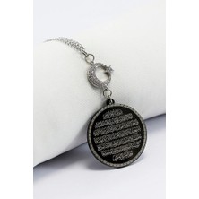 Biuti Zirkon Ay Yıldız Siyah Çelik Çift Taraflı Araba Dikiz Ayna Süsü, Zincirli Yeni Araba Hediyesi