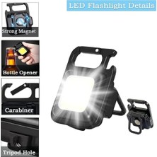 SÜS Mini LED Cob El Feneri - 30 LED Şarj Edilebilir Anahtarlık, Çok Fonksiyonlu Taşınabilir Cep Lambası, Manyetik Taban Kancalı, Kamp, Onarım, Acil Durum ve Garaj Için Küçük Işık