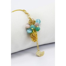 Biuti Pastel Cam Boncuklu Salkımlı Metal Kozalak Araba Dikiz Ayna Süsü, Kuşlu Araba Hediyesi