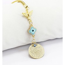 Biuti Anka Kuşu Metal Küçük Ayetel Kürsi Su Yeşili Mineli Nazar Boncuğu Araba Dikiz Ayna Süsü