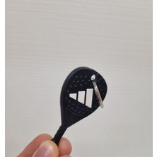3D Baskı Zamanı Tenis Raketi Anahtarlık Siyah Beyaz