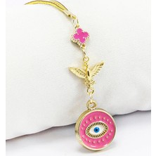 Biuti Anka Kuşu Metal Küçük Pembe Mineli Yonca Pembe Nazar Boncuğu Araba Dikiz Ayna Süsü