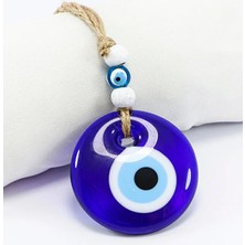 Biuti Mavi Cam Nazar Boncuğu 5cm Anahtarlık, Jüt Ipli Duvar Süsü