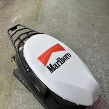 Şimika Marlboro Beyaz Penye Motorsiklet Sele Kılıfı 1.kalite Likrali Penye Yıkanabilir