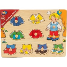 Direkstoktan Tutmalı Puzzle Ahşap Oyuncak / Erkek Elbise Giydirme - Pal Play And Learn Yerli Üretim